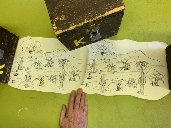 drawing of a desert landscape
