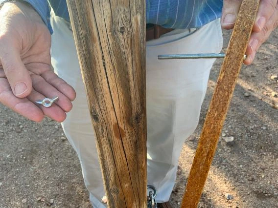 Sign post being assembled