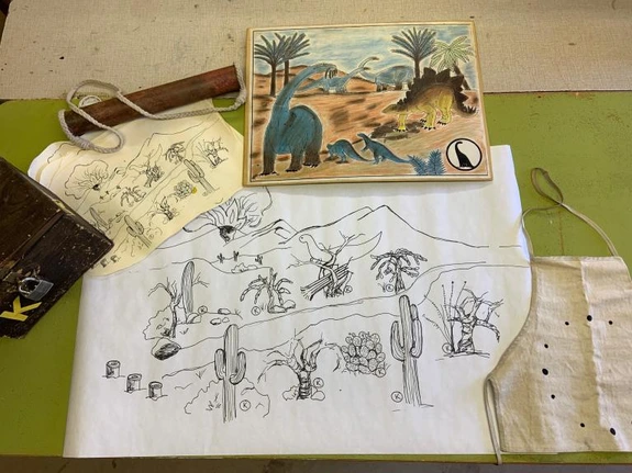 drawing of a desert landscape